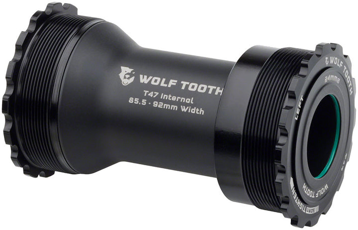 Eje de pedalier Wolf Tooth T47 (interior, 85,5/92 mm, eje de 24 mm), color negro