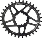 Plato elíptico de montaje directo Wolf Tooth - 32 dientes SRAM Direct Mount Drop-Stop B para bielas SRAM BB30 de eje corto, desplazamiento de 0 mm, color negro