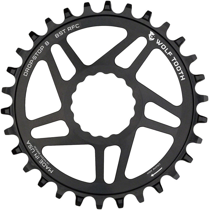 Plato de montaje directo Wolf Tooth - 36 dientes RaceFace/Easton CINCH, montaje directo Drop-Stop B para bielas Boost, desplazamiento de 3 mm, negro