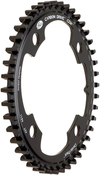Anillo de transmisión por correa delantera Gates Carbon Drive CDX CenterTrack - 46 dientes, 4 pernos, 104 mm BCD, negro