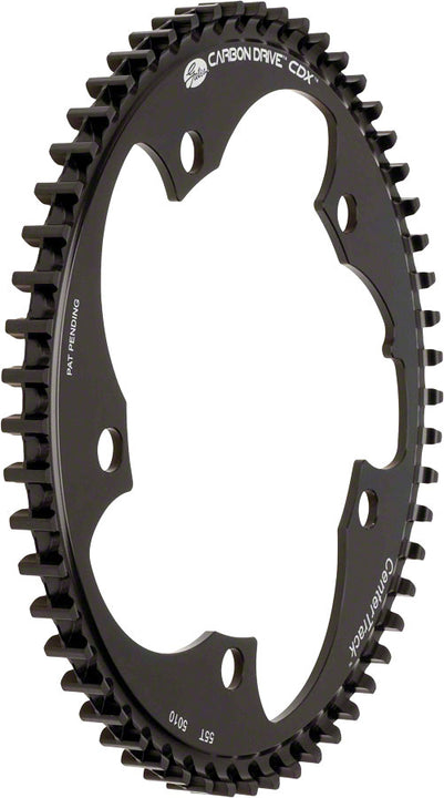 Anillo de transmisión por correa delantera Gates Carbon Drive CDX CenterTrack - 55 dientes, 5 pernos, 130 mm BCD, negro