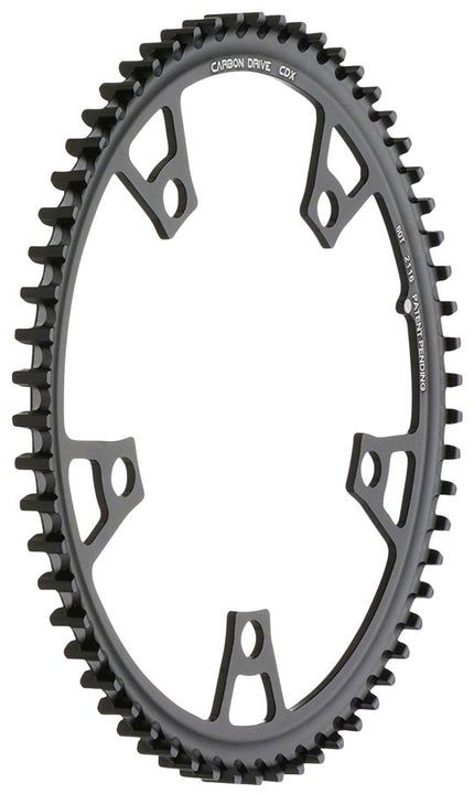 Anillo de transmisión por correa delantera Gates Carbon Drive CDX CenterTrack - 60 dientes, 5 pernos, 130 mm BCD, negro