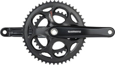 Juego de bielas Shimano Tourney FC-A070 (170 mm, 7/8 velocidades, 50/34 dientes, cono cuadrado remachado, interfaz JIS, negro)
