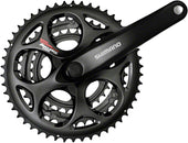 Juego de bielas Shimano Tourney FC-A073 (170 mm, 7/8 velocidades, 50/39/30 dientes, cono cuadrado remachado, interfaz de eje JIS, negro)
