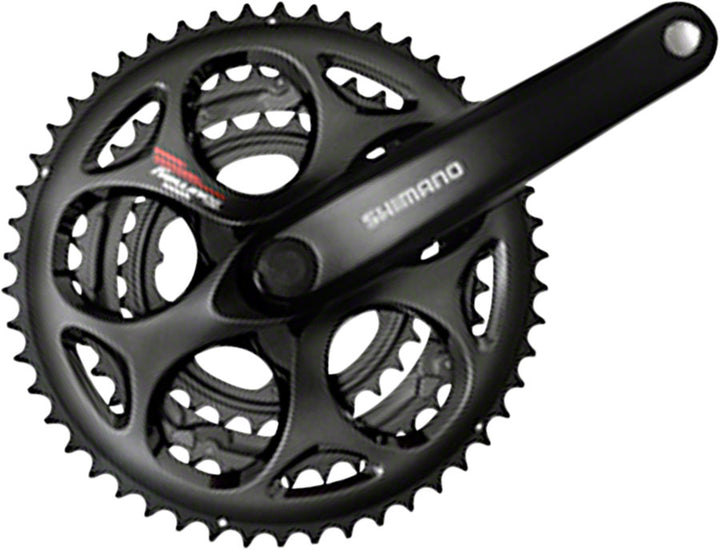 Juego de bielas Shimano Tourney FC-A073 (170 mm, 7/8 velocidades, 50/39/30 dientes, cono cuadrado remachado, interfaz de eje JIS, negro)