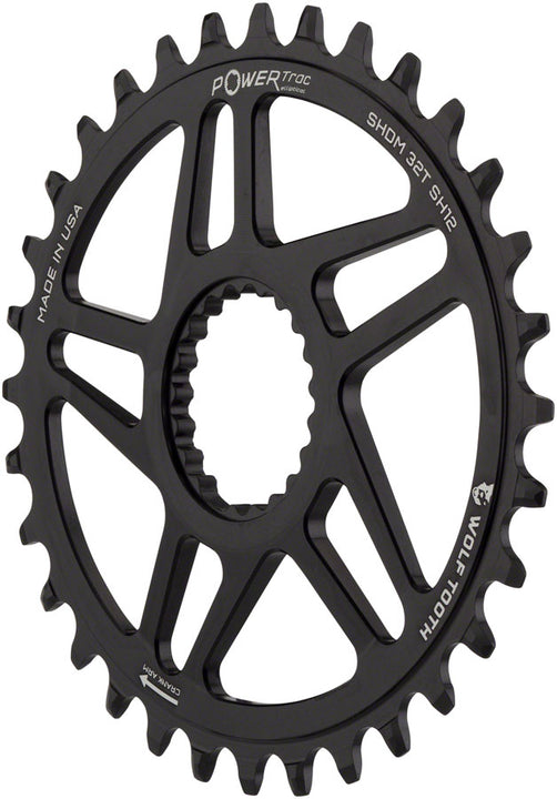 Plato elíptico de montaje directo Wolf Tooth - 32 dientes Shimano Direct Mount Boost, desplazamiento de 3 mm, requiere cadena Hyperglide+ de 12 velocidades (negro)