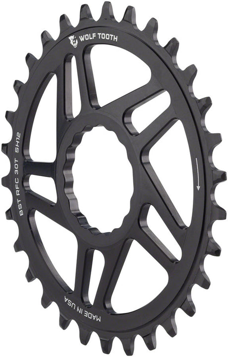 Plato de montaje directo Wolf Tooth - 30 dientes RaceFace/Easton CINCH, montaje directo Boost, desplazamiento de 3 mm, requiere cadena Hyperglide+ de 12 velocidades, color negro