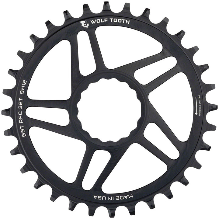 Plato de montaje directo Wolf Tooth - 34 dientes RaceFace/Easton CINCH, montaje directo Boost, desplazamiento de 3 mm, requiere cadena Hyperglide+ de 12 velocidades, color negro
