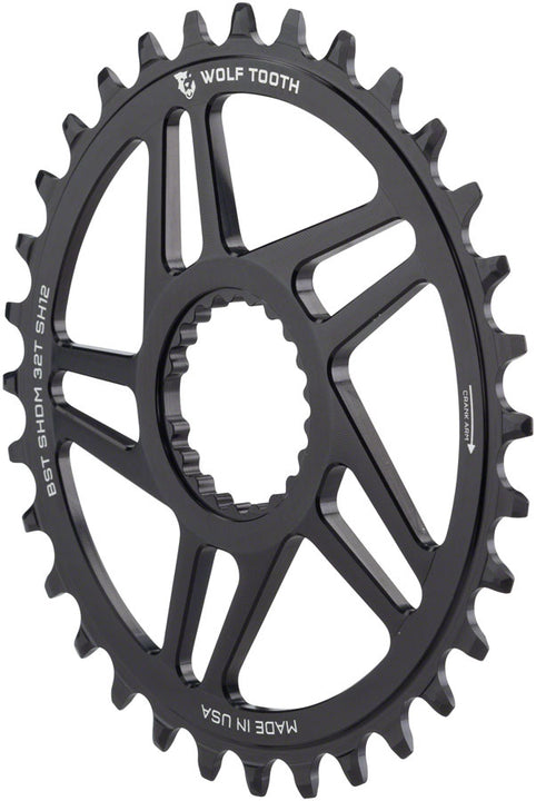 Plato de montaje directo Wolf Tooth - 34 dientes Shimano DM para bielas Boost, desplazamiento de 3 mm, requiere cadena Hyperglide+ de 12 velocidades, color negro