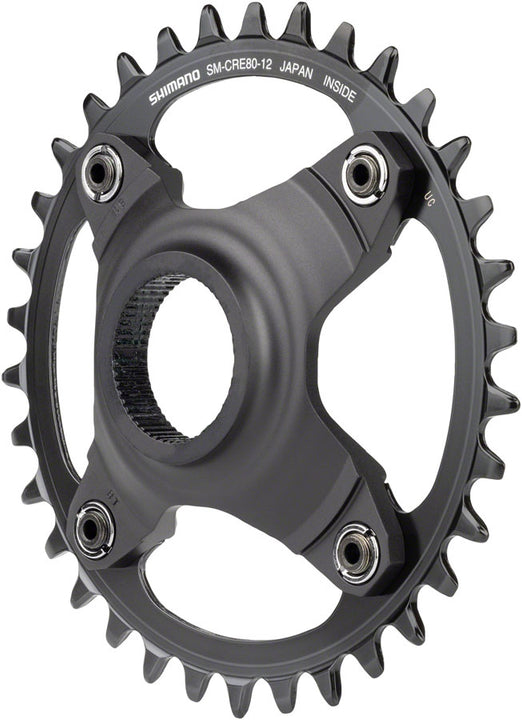 Plato Shimano STEPS SM-CRE80-12-B - 34 dientes sin protector de cadena, línea de cadena de 55 mm, negro