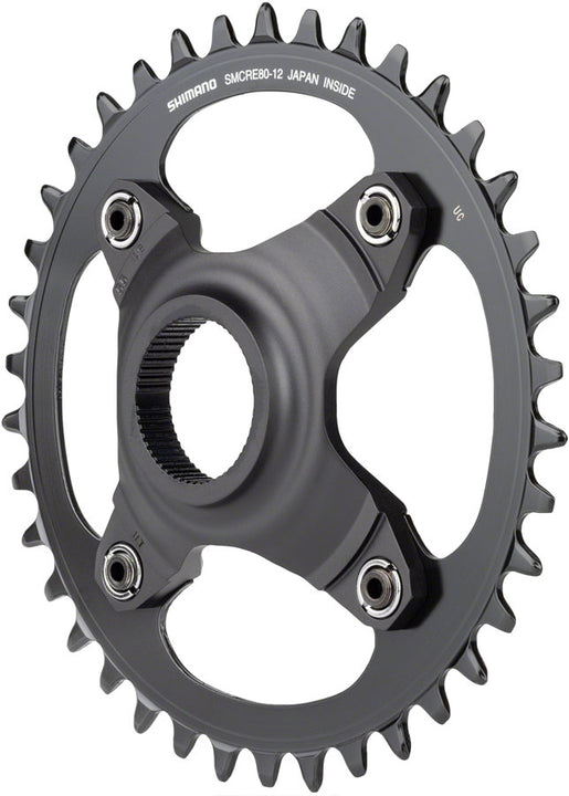Plato Shimano STEPS SM-CRE80-12-B - 38 dientes sin protector de cadena, línea de cadena de 55 mm, negro