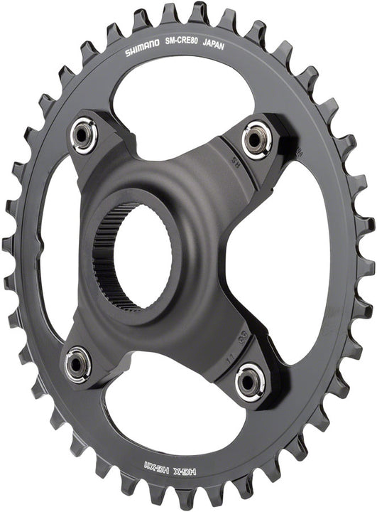 Plato Shimano STEPS SM-CRE80-B - 38 dientes sin protector de cadena, línea de cadena de 55 mm, negro
