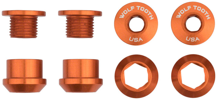 Juego de 1 perno para plato Wolf Tooth - Juego de 4 tornillos hexagonales dobles de 6 mm, color naranja