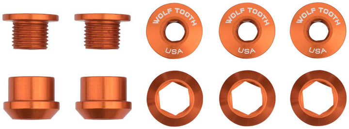 Juego de 1 perno para plato Wolf Tooth - Juego de 5 tornillos hexagonales dobles de 6 mm, color naranja