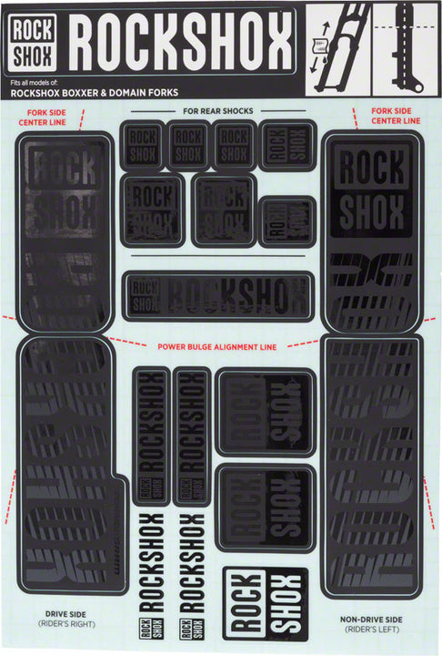Kit de calcomanías para horquilla RockShox de 35 mm, doble corona, Stealth Black