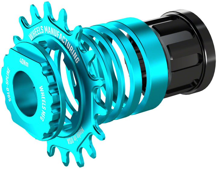 Kit de conversión de ruedas SOLO-SPLINE Micro Spline de una sola velocidad (18 dientes) para bujes Shimano Micro Spline (verde azulado)