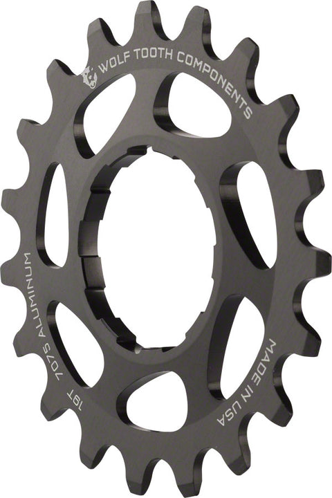 Piñón de aluminio Wolf Tooth de una sola velocidad - Compatible con cadenas de 3/32" (19 dientes), color negro