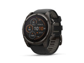 Garmin fenix 8 Smartwatch - 51mm Solar Sapphire Display, Carbon Gray DLC Titanium Bezel, Black/Pebble Gray Band