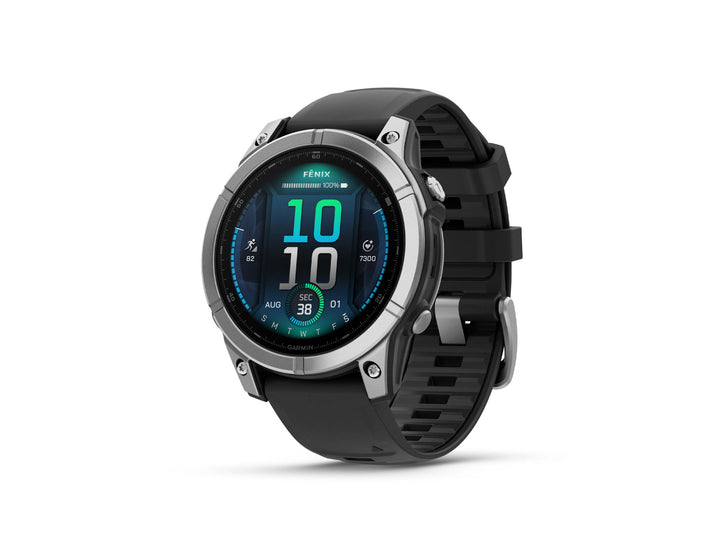 Reloj Garmin fenix E AMOLED 47mm Color del reloj: Acero inoxidable Correa: Negro - Silicona