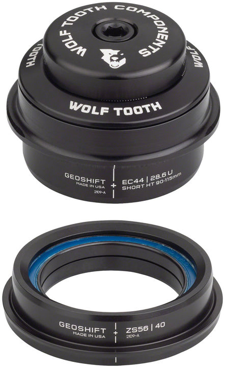 Juego de dirección Wolf Tooth GeoShift Performance Angle - 2 grados, corto, EC44/ZS56, negro