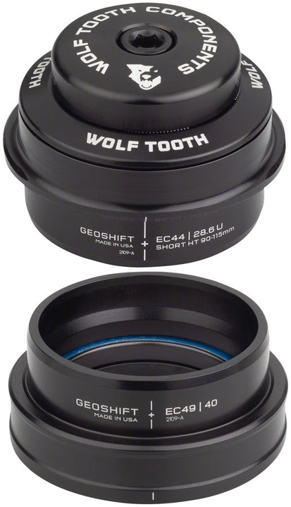 Juego de dirección Wolf Tooth GeoShift Performance Angle - 2 grados, corto, EC44/EC49, negro