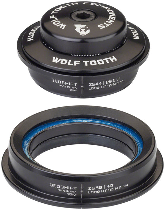 Juego de dirección Wolf Tooth GeoShift Performance Angle - 1 grado de longitud ZS44/ZS56, color negro