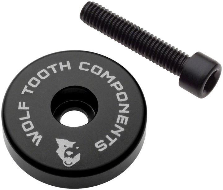Tapa de potencia Wolf Tooth Ultralight con espaciador integrado de 5 mm - Negra