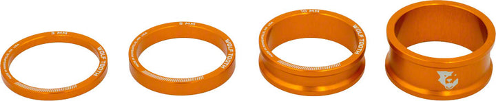 Kit de espaciadores para dirección Wolf Tooth (3, 5, 10 y 15 mm), color naranja
