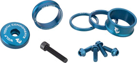 Kit de espaciadores para dirección Wolf Tooth BlingKit 3 510 de 15 mm, color azul