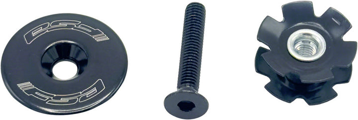 Conjunto de tuerca estrella con tapa superior de avance completo - 1-1/8" TH-874-1, parte superior plana, aluminio, negro