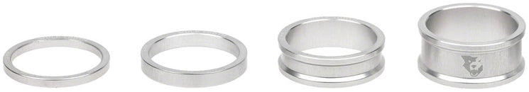 Kit de espaciadores para dirección Wolf Tooth: 3 mm, 5 mm, 10 mm y 15 mm, plata bruta
