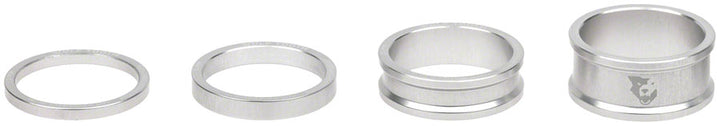 Kit de espaciadores para dirección Wolf Tooth: 3 mm, 5 mm, 10 mm y 15 mm, plata bruta