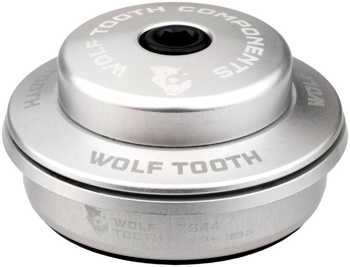 Juego de dirección Wolf Tooth Performance - ZS44/28.6, 6 mm de altura, color plata bruta