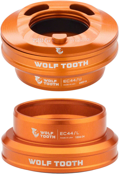 Juego de dirección interno Wolf Tooth Premium - EC44 superior / EC44 inferior. Solo para sistema Enve In-Route, color naranja.