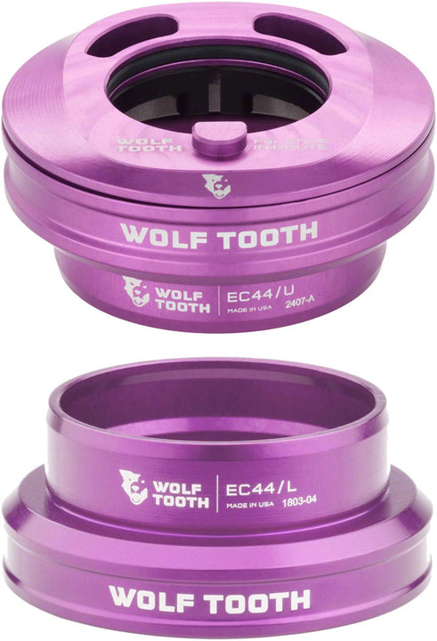 Juego de dirección interno Wolf Tooth Premium - EC44 superior / EC44 inferior. Solo para sistema Enve In-Route, morado.