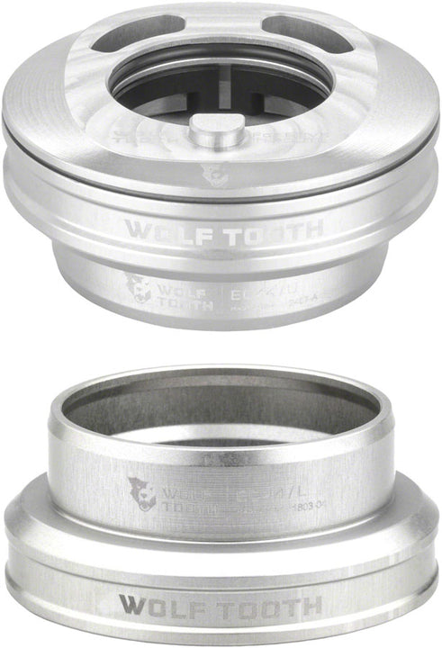 Juego de dirección interno Wolf Tooth Premium - EC44 superior / EC44 inferior. Solo para sistema Enve In-Route, color plata cruda.