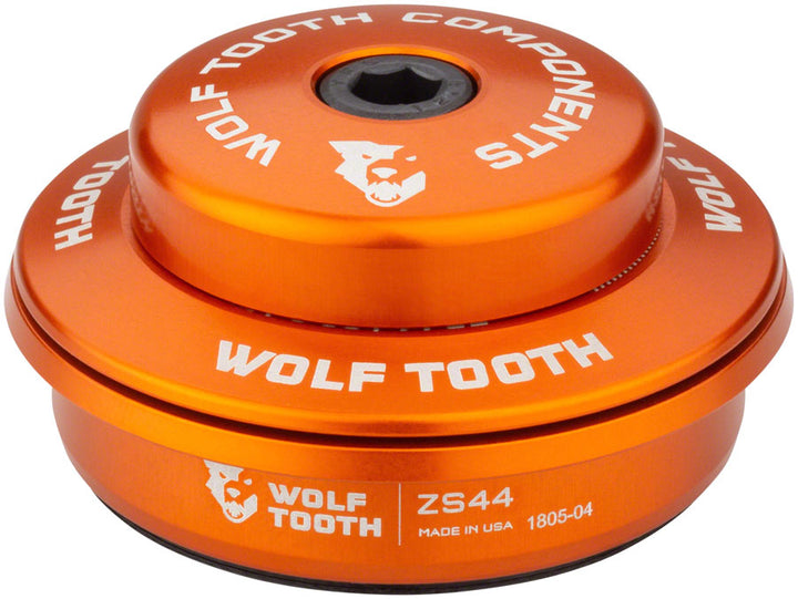 Juego de dirección Wolf Tooth Performance - ZS44/28.6, 6 mm de altura, color naranja