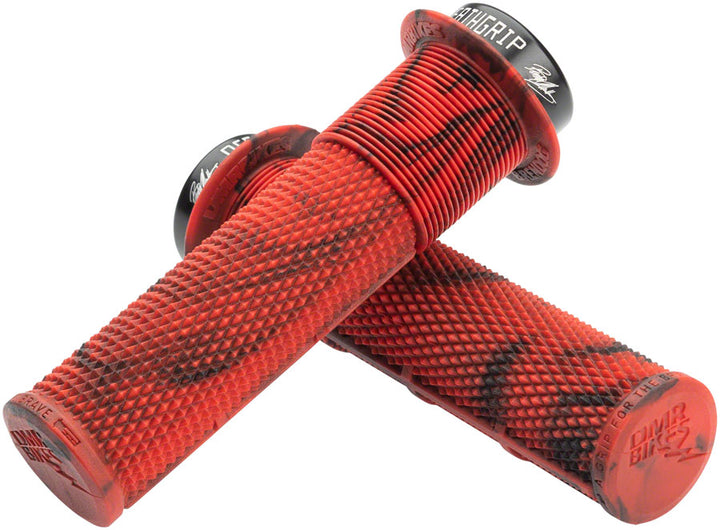 Puños con brida DMR DeathGrip - Finos con bloqueo, color rojo mármol