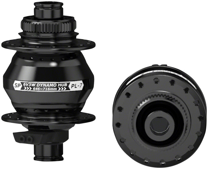 Buje delantero con dinamo SP Serie 7 - PL-7 6 V 3 W 12 x 100 mm Centerlock 32 H Negro