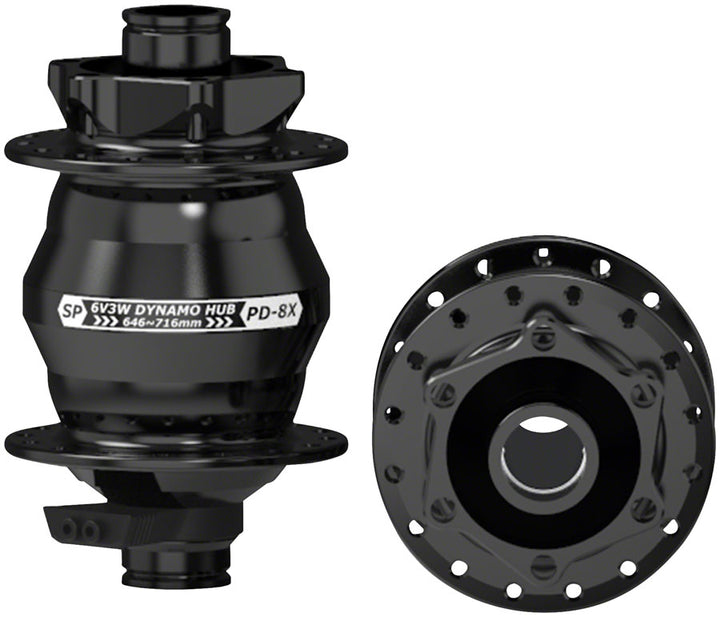 SP 8X Series Dynamo Front Hub - PD-8X-110 6V- 3W 15 x 110mm 6-Bolt 32H Black