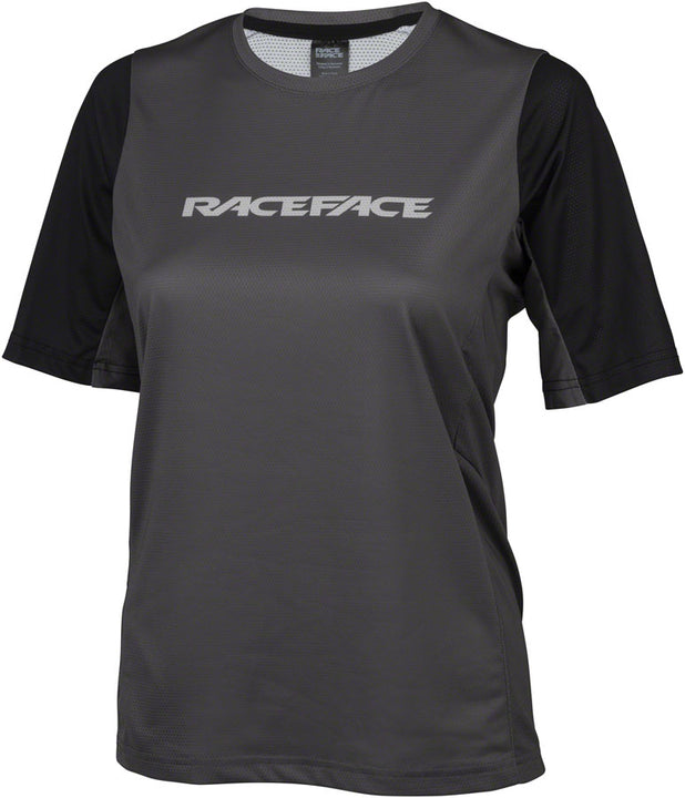 Camiseta RaceFace Indy de manga corta para mujer, color carbón, talla mediana