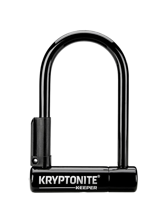 Candado en U Kryptonite Keeper de 3,25 x 6 pulgadas con llave negra. Incluye soporte.