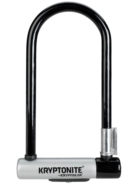 Candado en U Kryptonite KryptoLok de 4 x 9 pulgadas con llave negra. Incluye soporte.