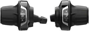 Juego de manetas de cambio Shimano Tourney SL-RV400 Revoshift Twist - Pantalla óptica de 3x7 velocidades