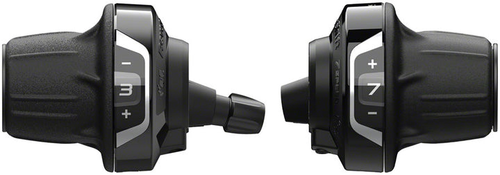 Juego de manetas de cambio Shimano Tourney SL-RV400 Revoshift Twist - Pantalla óptica de 3x7 velocidades