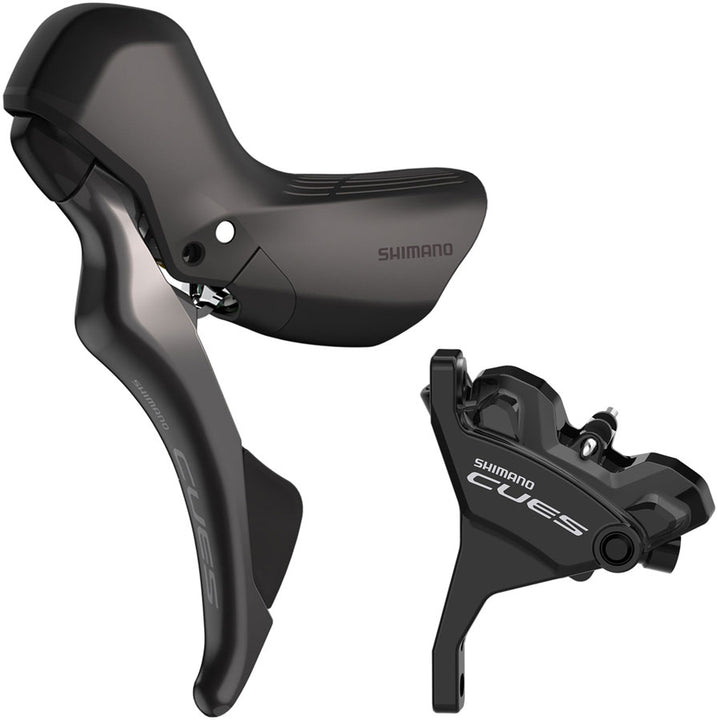 Maneta de cambio/freno Shimano CUES ST-U6030, pinza de freno de disco hidráulico BR-U6030 (izquierda/delantera, 2 pinzas de montaje plano, color negro)