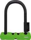 Candado en U Abus Ultra 410 de 3,9 x 5,5 pulgadas con llave, color negro y verde. Incluye soporte.