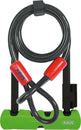 Candado en U Abus Ultra 410 de 3,9 x 7" con llave, color negro/verde. Incluye soporte para cable Cobra.