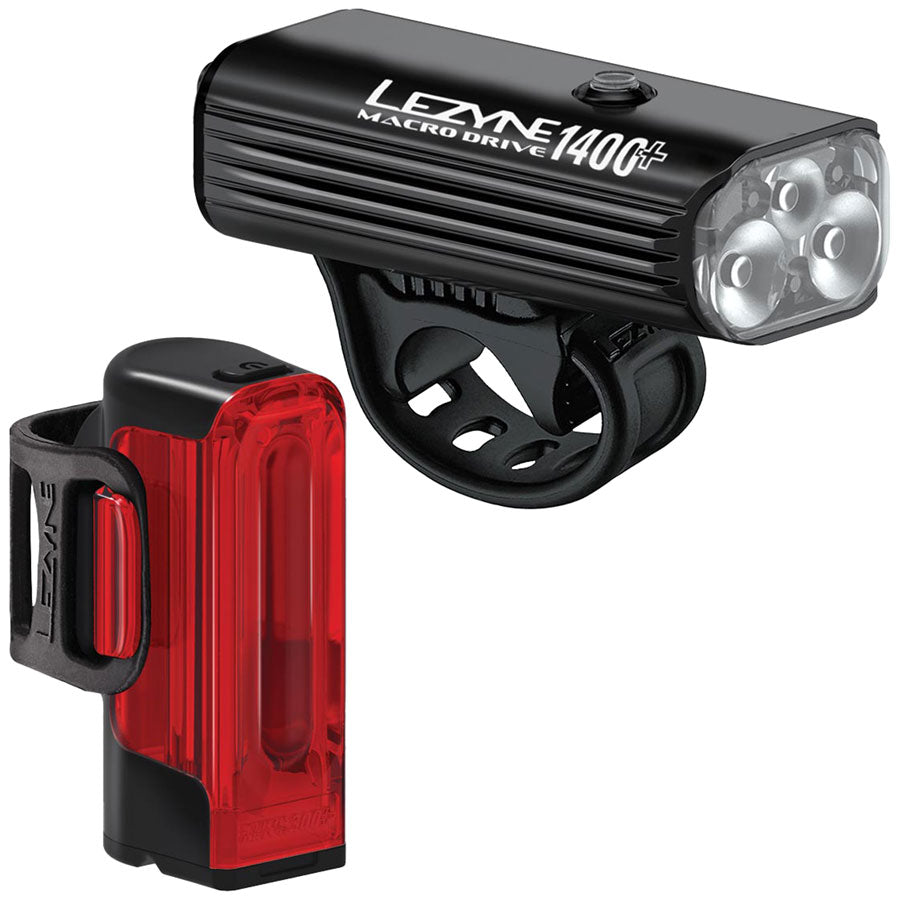 Lezyne Macro Drive 1400+/Strip Drive Pro 400+ Headlight/Taillight Set - BLK