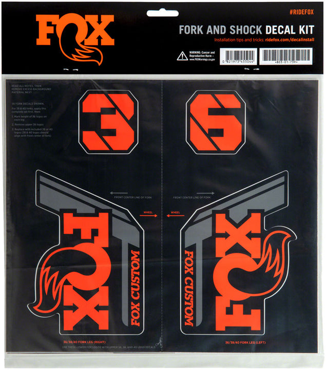 Kit de calcomanías para horquilla y amortiguador FOX - Naranja de fábrica